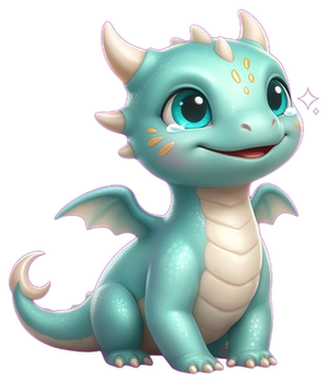 MRAYA, le bébé dragon, sourit.